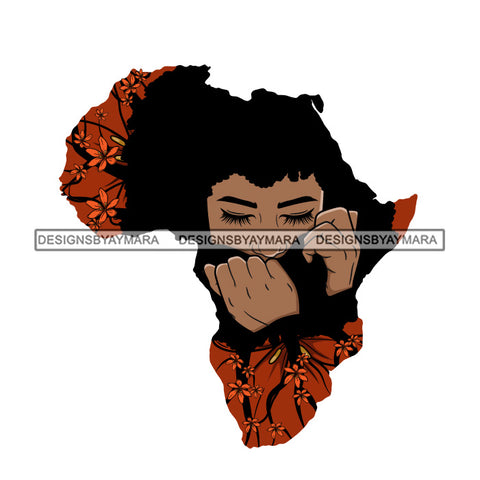 Africa Continent Map Black Woman Closing African American Country Roots SVG JPG PNG Vector Clipart Cricut Silhouette Cut Cutting