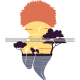 Sensual Woman Silhouette African Wildlife Proud Roots Safari Savanna Africa Continent Exotic Scenic SVG Cutting Files
