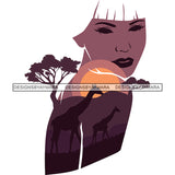 Sensual Woman Silhouette African Wildlife Proud Roots Safari Savanna Africa Continent Exotic Scenic SVG Cutting Files