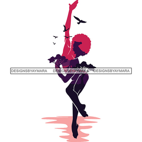 Sensual Woman Silhouette African Wildlife Proud Roots Safari Savanna Africa Continent Exotic Scenic SVG Cutting Files