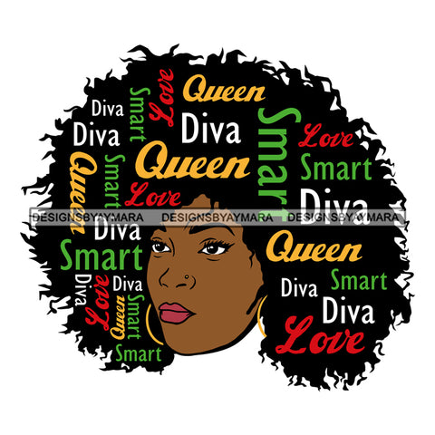 Queen Black Woman Quote Diva Smart Queen Diva SVG JPG PNG Vector Clipart Cricut Silhouette Cut Cutting