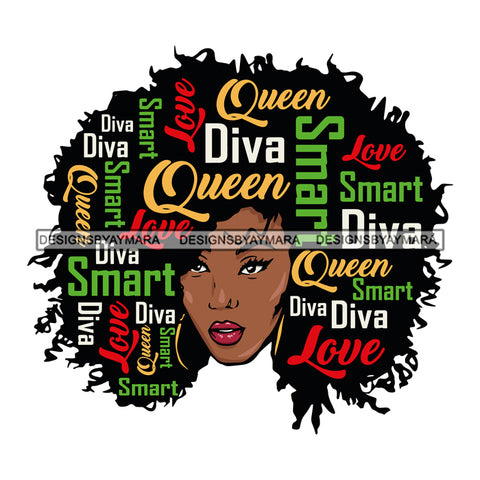 Afro Diva Quotes Queen Blessed Smart Love Fancy  SVG Cutting Files For Silhouette Cricut