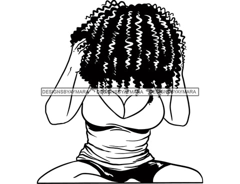 Black And White Woman Wavy Afro Hair  SVG JPG PNG Vector Clipart Cricut Silhouette Cut Cutting