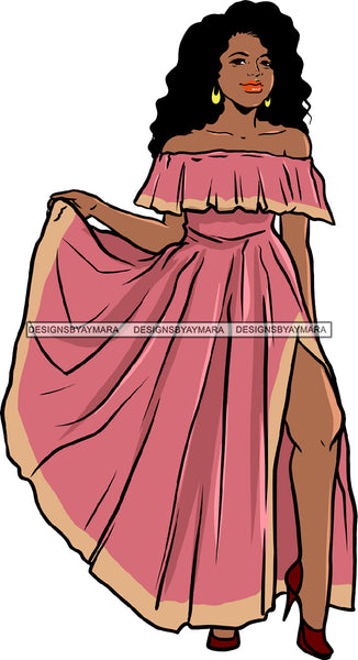 Afro Beautiful Woman Fashion Female Girl Model Dress Goddess Diva Classy Lady .SVG Cut Files For Silhouette Cricut and More!