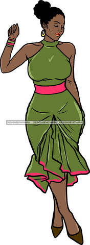 Afro Beautiful Woman Fashion Female Girl Model Dress Goddess Diva Classy Lady .SVG Cut Files For Silhouette Cricut and More!