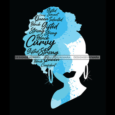 Blue Hair Curvy Queen Gifted Diva  Silhouette SVG JPG PNG Vector Clipart Cricut Silhouette Cut Cutting