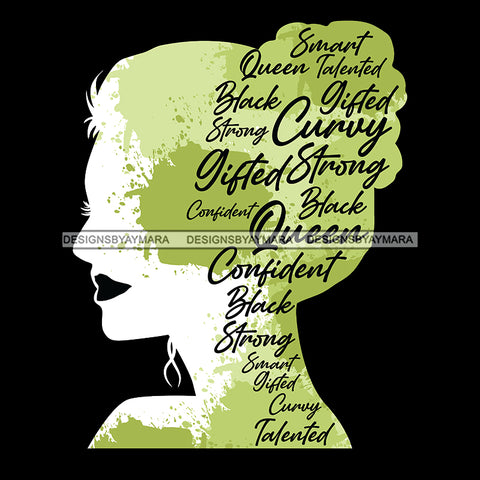 Green Hair Curvy Queen Gifted Diva  Silhouette SVG JPG PNG Vector Clipart Cricut Silhouette Cut Cutting