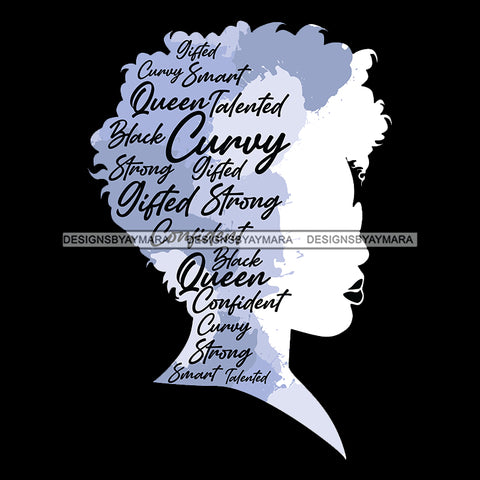 Gray Silver Hair Curvy Queen Gifted Diva  Silhouette SVG JPG PNG Vector Clipart Cricut Silhouette Cut Cutting