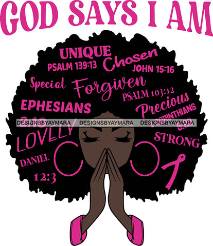 Afro Goddess God Says I Am Cancer Survivor Fighter Strong Woman Layered .SVG Cutting Files Silhouette Cricut Cut Cutting