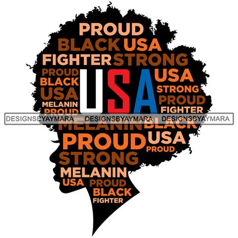 Afro Woman Black Fighter USA Profile Life Quotes Thoughts  SVG Cutting Files For Silhouette Cricut