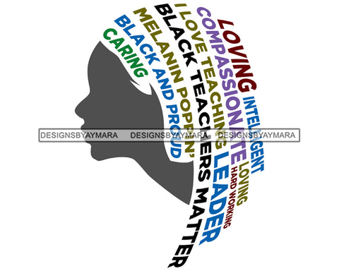 Afro Woman Silhouette Black Teacher Proud Warrior African American Female SVG Cutting Files For Silhouette Cricut and More