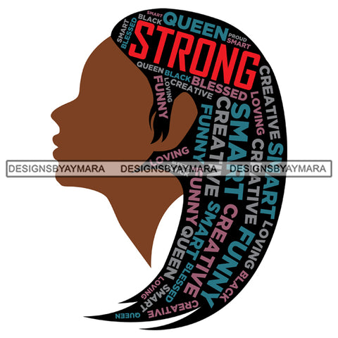 Afro Woman Black Queen Strong Profile Life Quotes SVG Cutting Files For Silhouette Cricut