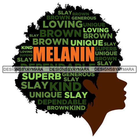 Afro Woman Black Profile Life Quotes Proud Melanin Superb SVG Cutting Files For Silhouette Cricut