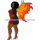 Afro Curvy Bodacious Woman Butterfly Wings Body Pose Puffy Afro Hairstyle SVG JPG PNG Vector Clipart Cricut Silhouette Cut Cutting