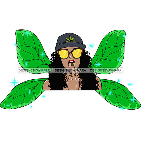 Afro Sassy Black Woman Butterfly Wings Sunglasses Marihuana Plant Beanie Hat SVG JPG PNG Vector Clipart Cricut Silhouette Cut Cutting