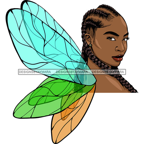 Afro Sassy Black Woman Butterfly Wings Cornrows Hairstyle SVG JPG PNG Vector Clipart Cricut Silhouette Cut Cutting