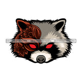 Raccoon Floral Face Wildlife Animal Kingdom Flowers Leaves Tattoo Ink Art SVG JPG PNG Vector Clipart Cricut Silhouette Cut Cutting