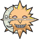 Sun Moon Smiling True Love Soulmates Couple True Love Partners Smile SVG JPG PNG Vector Clipart Cricut Silhouette Cut Cutting