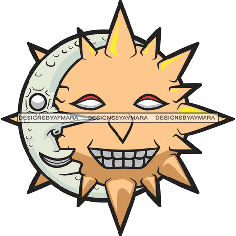 Sun Moon Smiling True Love Soulmates Couple True Love Partners Smile SVG JPG PNG Vector Clipart Cricut Silhouette Cut Cutting