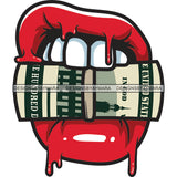 Bleeding Mouth Chewing United States Five Hundred Dollars Red Blood Vector SVG JPG PNG Clipart Cricut Silhouette Cut Cutting