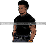 Black Man  With Afro Wearing Black T-Shirt JPG PNG Clipart Cricut Silhouette Cut Cutting