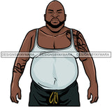 Heavy Set Bald Black Man Beard Tattoo JPG PNG Clipart Cricut Silhouette Cut Cutting
