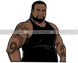 Heavy Set Black Man Beard Tattoo Braids JPG PNG Clipart Cricut Silhouette Cut Cutting