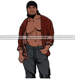 Sexy Black Man Open Shirt Showing Chest Skull Cap JPG PNG Clipart Cricut Silhouette Cut Cutting