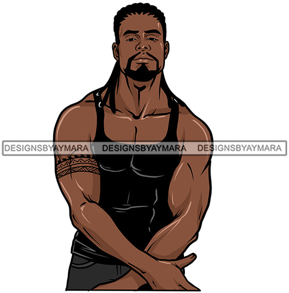 Sexy Black Man Black Tank Cornrows Braids JPG PNG Clipart Cricut Silhouette Cut Cutting