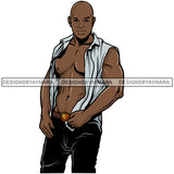 Sexy Bald Black Man Shirt Open JPG PNG Clipart Cricut Silhouette Cut Cutting