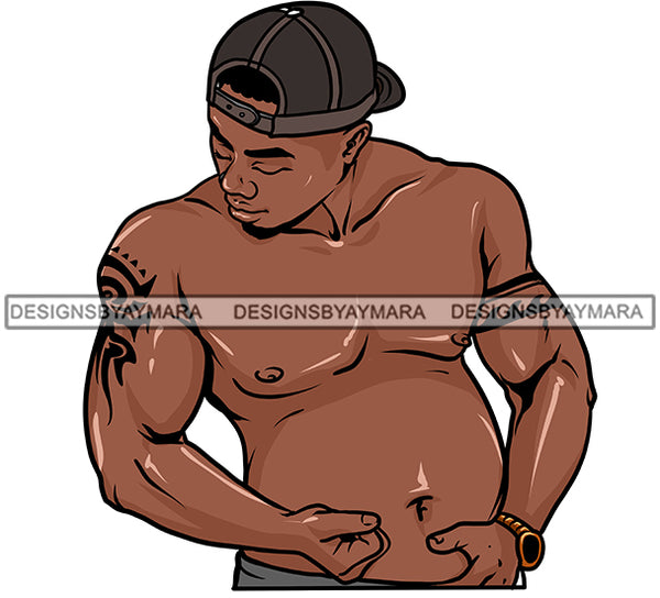 Sexy Shirtless Black Man Wearing A Cap JPG PNG Clipart Cricut Silhouette Cut Cutting