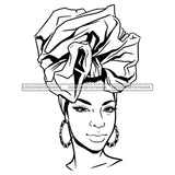 Afro Lady Black Goddess Melanin Culture History Hoop Earrings Headwrap Hairstyle B/W SVG JPG PNG Vector Clipart Cricut Silhouette Cut Cutting