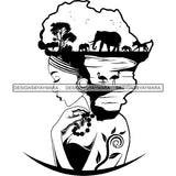 African American Woman Goddess Safari Savanna Africa Continent SVG Files For Cutting and More!