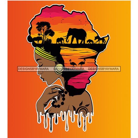 Africa African Goddess Dripping Safari JPG PNG  Clipart Cricut Silhouette Cut Cutting
