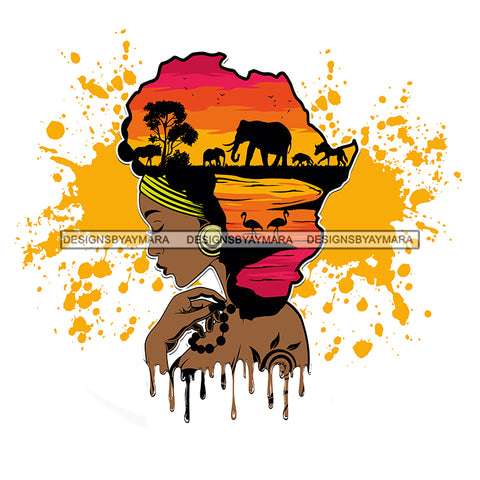 Africa African Goddess Dripping Splash Safari JPG PNG  Clipart Cricut Silhouette Cut Cutting