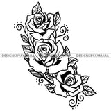 Gorgeous Romance Roses Tattoo Ink Art B/W SVG JPG PNG Vector Clipart Cricut Silhouette Cut Cutting