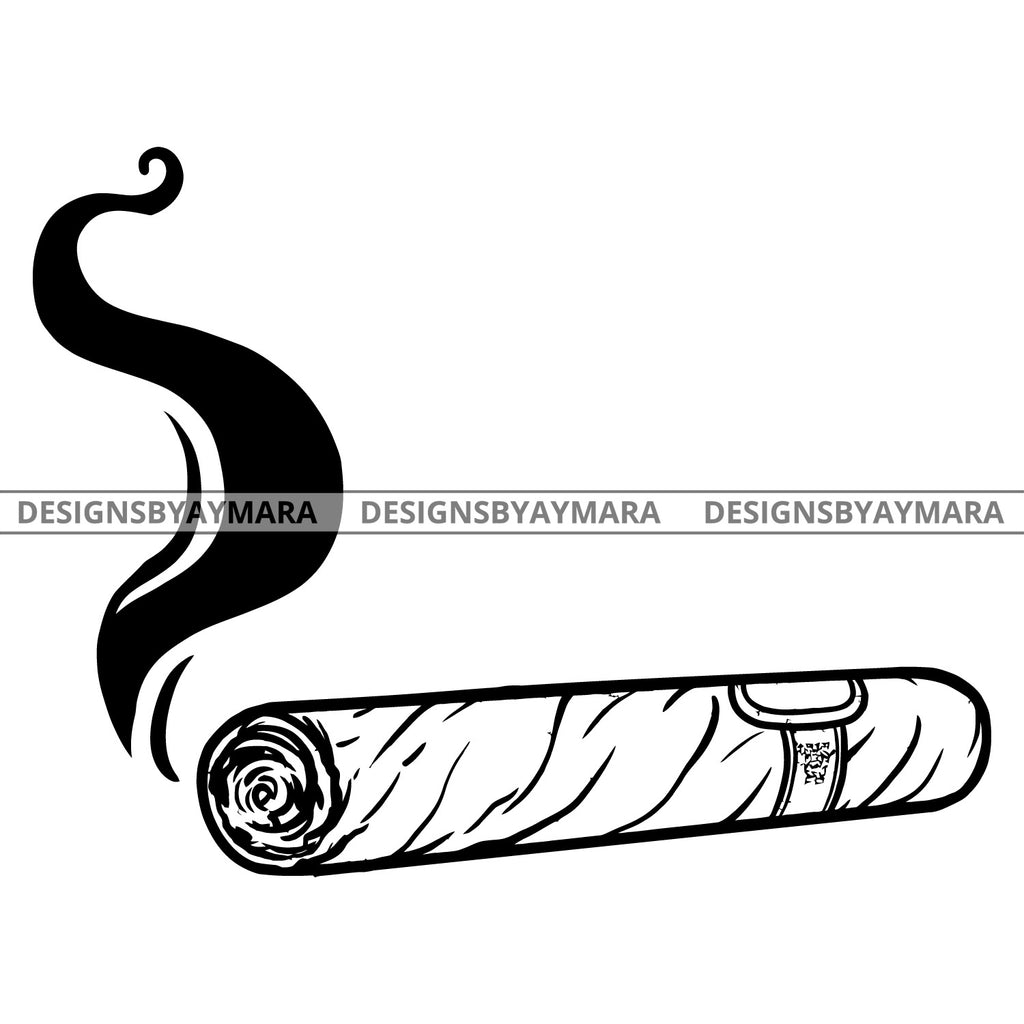 tobacco clipart black and white Cigar Tobacco Habano Smoke Stylish Havana Cultural B/W SVG JPG PNG Vec –  DesignsByAymara