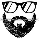 Bearded Black Man Sunglasses Clean Grooming Hair Salon B/W SVG JPG PNG Vector Clipart Cricut Silhouette Cut Cutting