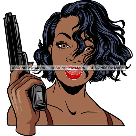 Afro Badass Goddess Gun Money Gangster Woman .SVG Cutting Files For Silhouette and Cricut and More!