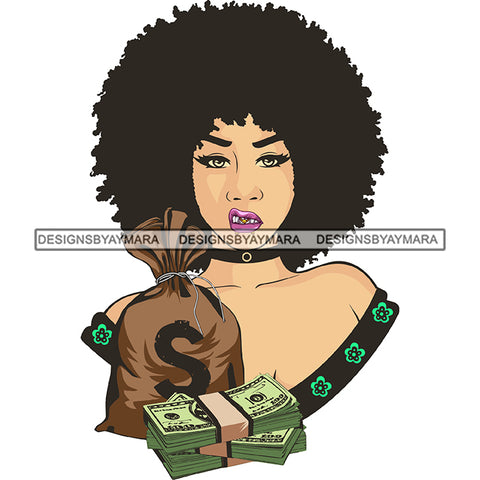 Afro Badass Goddess Gun Money Gangster Woman .SVG Cutting Files For Silhouette and Cricut and More!