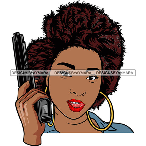 Afro Badass Goddess Gun Money Gangster Woman .SVG Cutting Files For Silhouette and Cricut and More!