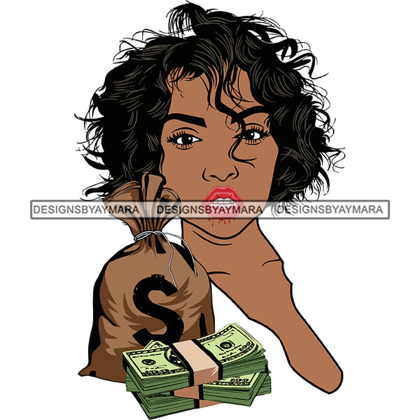 Afro Badass Goddess Gun Money Gangster Woman .SVG Cutting Files For Silhouette and Cricut and More!