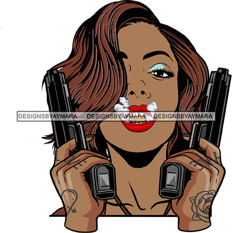 Afro Badass Goddess Gun Money Gangster Woman .SVG Cutting Files For Silhouette and Cricut and More!