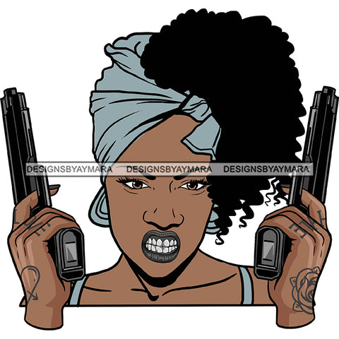 Afro Badass Goddess Gun Money Gangster Woman .SVG Cutting Files For Silhouette and Cricut and More!