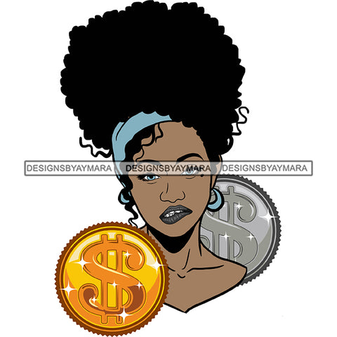 Afro Badass Goddess Gun Money Gangster Woman .SVG Cutting Files For Silhouette and Cricut and More!