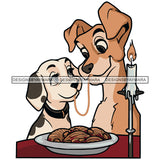 Dog Puppy Eating Spaghetti Noodles Candle Light Dripping Wax Art SVG JPG PNG Clipart Cricut Silhouette Cut Cutting