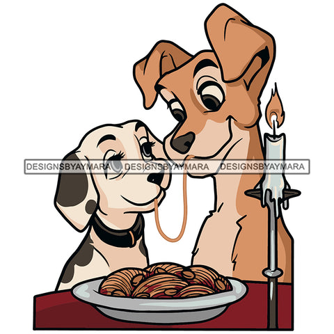 Dog Puppy Eating Spaghetti Noodles Candle Light Dripping Wax Art SVG JPG PNG Clipart Cricut Silhouette Cut Cutting