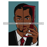 Black Man Wearing Coat Tie Holding Half Face Picture Image Newspaper Book Black Beard Melanin Nubian African American Body Builder Boy SVG JPG PNG Vector Clipart Cricut Silhouette Cut Cutting