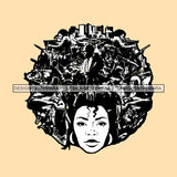 Woman Long Curly Hairs Group of Gangsters Holding Gun Riffle Man Guns Riffles Shooting Girl Magic Melanin Nubian American Lady SVG JPG PNG Vector Clipart Cricut Silhouette Cut Cutting