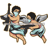 Gangster Baby Angels Wings Fantasy Children Kids Holding Gun Pistol Riffle Wearing Fairy Sky Blue Dress Robber Criminal Thief Street Hustler Hustling Badass Boys Gun Riffle Child Child Boy SVG JPG PNG Vector Clipart Cricut Silhouette Cut Cutting